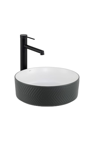 Lena - Tezgah Üstü Lavabo Mat Gri&parlak Beyaz - E-w5002gb- Antrasit