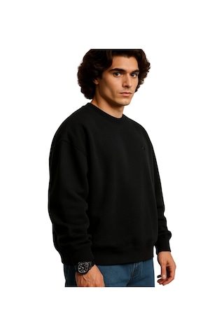 Erkek Büyük Beden 122 Kilo-158 Kilo Arası İçin Uygun Geniş Kalıp Bisiklet Yaka Pamuklu Selanik Kazak Siyah