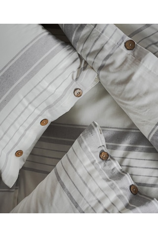 Cotton Collection Tek Kişilik Çizgili Nevresim Seti Mistray Renkli