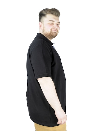 Mode Xl Battal Beden Erkek Tshirt Polo Yaka Nakışlı Klasik Pike 20553 Siyah 001
