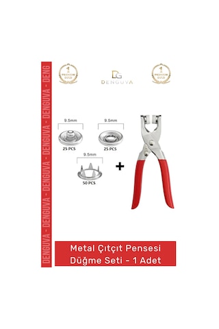 Çıtçıtpensesi 11 Mm Metal Perçin Dikiş Nakış El İşleri Hobi Tekstil Çıtçıt Pensesi 25 Düğme Seti