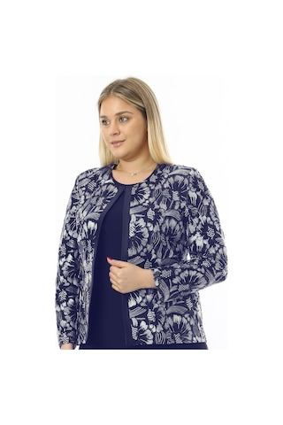 Ladies First Büyük Beden 3808 Lacivert-altın Ceket+bluz Takım 001