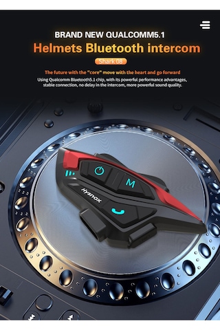 Shark-08 Motosiklet Kaskı Bluetooth Kulaklık 8 Kişi Grup Bağlantılı İnterkom Kask Kulaklığı Motorcycle Helmet Bluetooth Headset İntercom