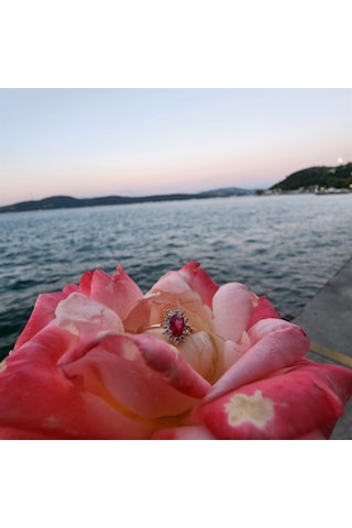 1,05 Ct Yakut 0,30 Ct Pırlanta (Signty) Taşlı Anturajlı Vintage T - 552949052