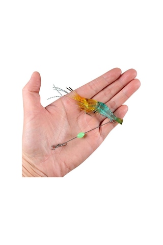 Valkyrie 7 Adet Kancalı Fosforlu Sahte Karides Balık Yemi Silikon 8cm 5gr Yapay Olta Yem Seti