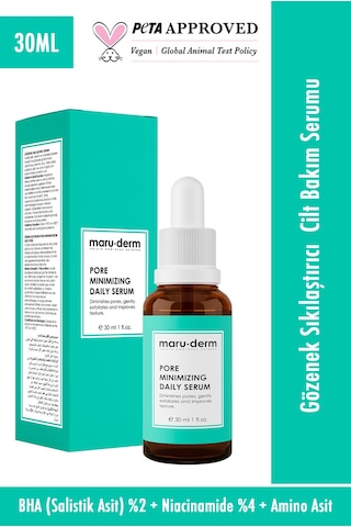 Maruderm Gözenek Sıkılaştırıcı BHA ve Peptid Cilt Bakım Serumu 30 ML