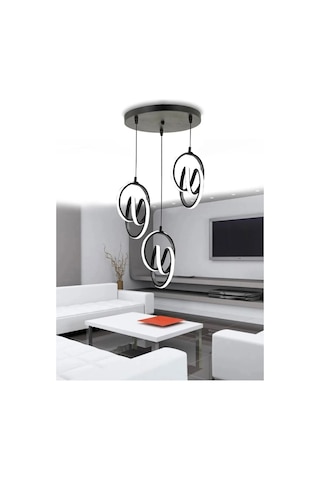 Venezia Model Siyah Renk Estetik Dekoratif Salon Mutfak Yatak Odası Hol Antre Üçlü Sarkıt Avize Siyah