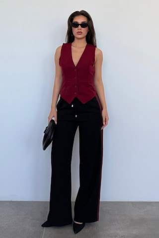 Madmext Siyah Şerit Detaylı Bol Paça Kadın Pantolon Mg2441 Siyah