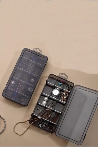 Bayev Füme 2 Adet 15 Bölmeli Kolye Yüzük Kapaklı Takı Kutusu Dikiş Kutusu Organizer Düzenleyici Kutu