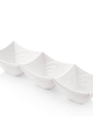 Alezy 524 Göreme Melamin Termostar Ürgüp Üçlü Sosluk 24x8cm Beyaz