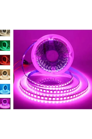120 Ledli Pembe Işık Şerit Led 5 Metre 60 Watt Pembe 12 Volt