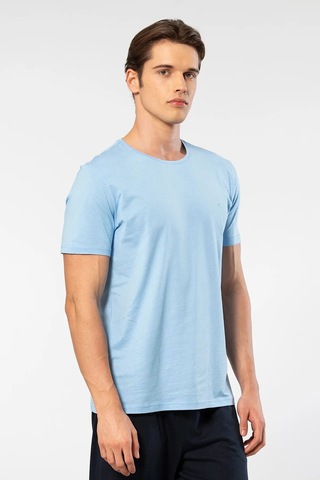 Cacharel 2169 Erkek Modal Pamuk Bisiklet Yaka Kısa Kollu T-shirt-açıkmavi Mavi