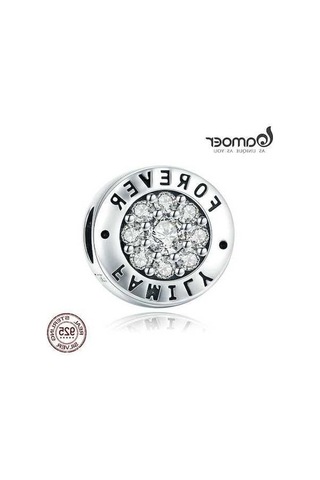 Novahub Moda 925 Ayar Gümüş Aile Yuvarlak Göz Charm Boncuk, Sonsuza Dek, Cz Zirkonlu, Oksidasyon İle Süslenmiş Gümüş