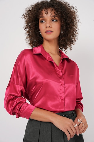 Bigdart 3985 Oversize Saten Gömlek - Bordo
