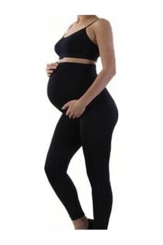 Kadın Siyah Düz Uzun Penye Pamuklu Hamile Tayt Pantolon 4073