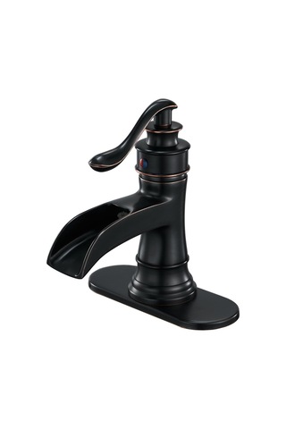 Aquafaucet Şelale Çıkışı, Tek Kollu Lavabo Musluğu, Lavabo Armatürü, Orb Yağı Ovulmuş Bronz, 9233