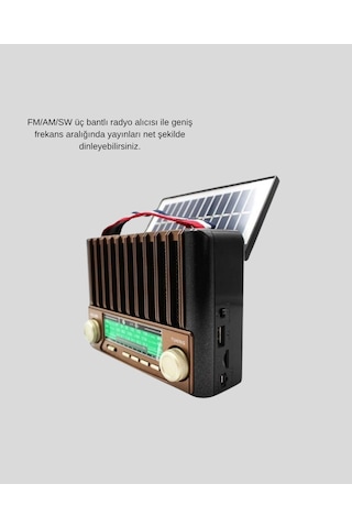 Taşınabilir Hoparlör Güneş Panelli Bluetooth Usb Sd Fm Am Sw Radyo