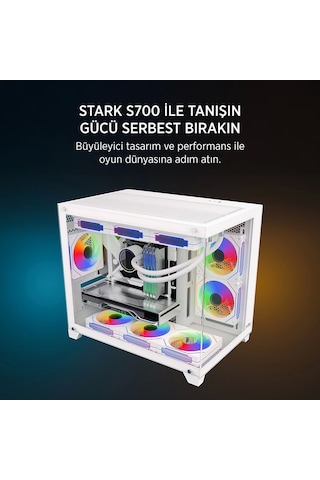 Teknoteg - James Donkey Stark S700 3xargb Temperli Cam Matx Beyaz Gaming Oyuncu Kasa