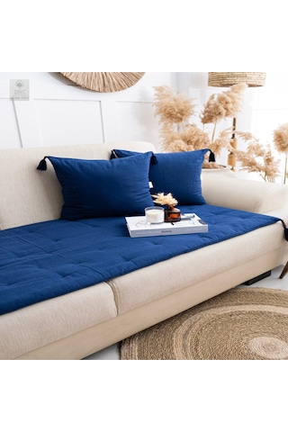Premium Lacivert Keten Evcil Hayvan Dostu Koltuk Pedi 80x180 Lacivert