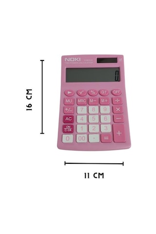 Noki H-mc010 Pembe Hesap Makinesi - 12 Haneli Pilli Ve Güneş Enerjili Çok Renkli