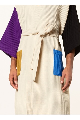 Hay Unisex Kimono Waffle 125 Cm Şal Yaka Çift Halkalı Kemerli Mor