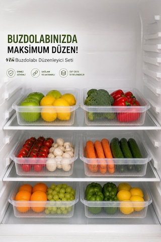 Porsima 4477 4'lü Şeffaf Buzdolabı Ve Dolap İçi Düzenleyici Organizer Seti 4 Lt 20x32x7 Cm