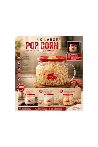 Cam Borosilikat X-large Çok Amaçlı Popcorn & Yoğurt Kabı Kırmızı Cam Borosilikat X-large Çok Amaçlı Popcorn & Yoğurt Kabı Kırmızı