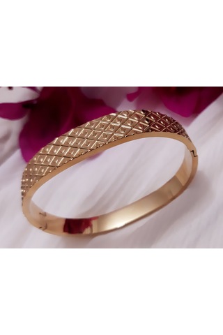 Giftworld Çelik Gold Kalın Kelepçe Bileklik Altın