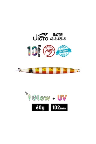 Jig, Zoka, Suni Yem, Glow Uv Metal Jig, 60gr 10cm Razor 60
