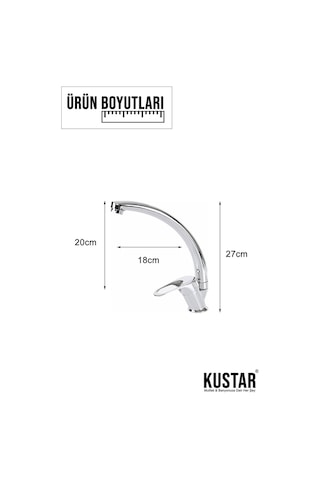 Kustar Kuğu Borulu Çift Girişli Mutfak Eviye Bataryası Krom