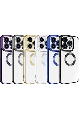 Apple iPhone 15 Pro Uyumlu Kamera Korumalı Logo Gösteren Zore Omega Kılıf-koyu Gri Koyu Gri