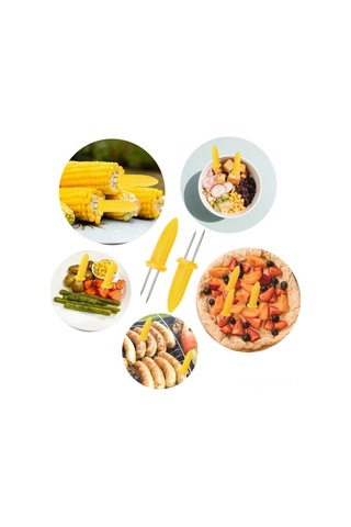 Dofolink 24 Adet Paslanmaz Çelik Mısır Çatalı - Barbekü, Mutfak Pişirme Araçları, Isı Dayanıklı, Yeniden Kullanılabilir, Temizliği Kolay