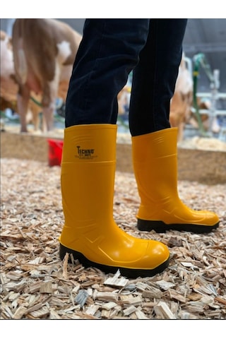 Techno Boots Poliüretan Soğuğa Dayanıklı Kısa Çelik Burunlu Sarı Çizme Sarı