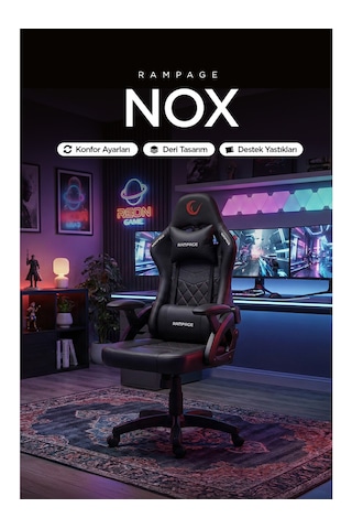 Nox Bel Ve Boyun Destekli Carbon Deri Siyah/kırmızı Oyuncu Koltuğu Kl-r43 Kırmızı - Siyah