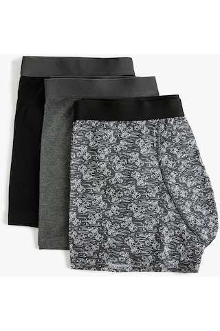 Koton 3'Lü Boxer Seti Palmiye Baskılı Çok Renkli Siyah 4Slm90025Mk Siyah