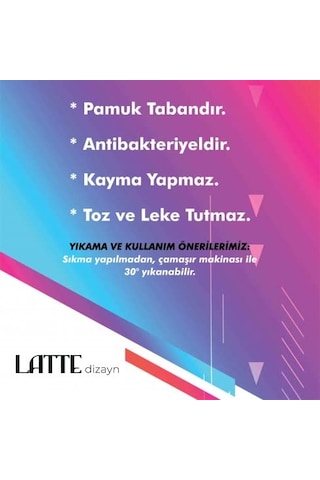Anika Kadife Pamuk Tabanlı Yıkanabilen Kaydırmaz Antibakteriyel Salon Halısı 100x150 Çok Renkli