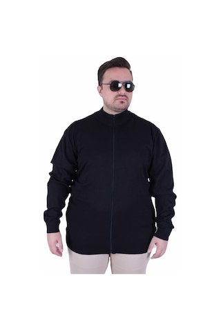 Starbattal Erkek Büyük Beden Fermuarlı Hırka 23754 Sıyah Siyah