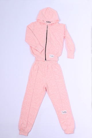 Kız Çocuk Eşofman Takımı Kapşonlu Fermuarlı C48 Pembe