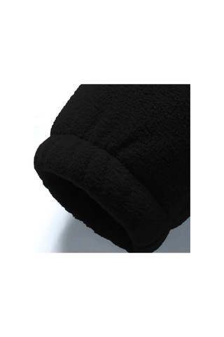 Panda Baskı Tekstil Termal Fermuarlı Polar Ceket Siyah