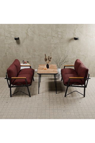 Mb Garden Furnıture Simetri Model, Balkon, Mutfak, Bahçe,cafe,metal Koltuk Takımı,bahçe Takımı,çay Seti, 2+2 Takım+masa Bordo