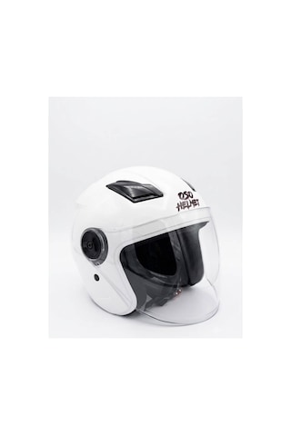 Oso Helmet Yarım Kask Gözlüklü Beyaz - L Beden Beyaz