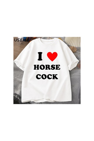 Tarzsokak At Horozu Seviyorum T-shirt Erkek Kadın I Kalp Horoz Komik Grafik T Shirt Unisex Pamuk Kısa K 2854 Beyaz