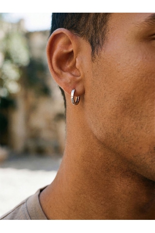 925 Ayar Gümüş Rodyum Kaplama Yuvarlak Unisex Halka Küpe - Çift 2x14mm