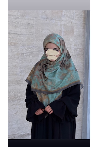 Qalortex Scarf Pamuklu Soft Âlâ Desen Eşarp-su Yeşili