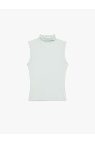 Koton Slim Fit Kolsuz Dik Yaka Viskon Bluz Mavi 6sak70005pk Mavi