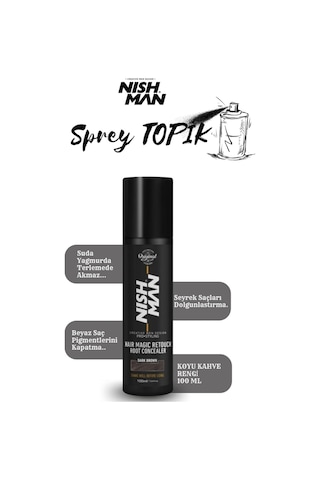 Touch Up Sprey / Saç Dolgunlaştırıcı Ve Seyrek Kapatıcı / Suda Yağmurda Akmaz / Koyu Kahve 100 Ml