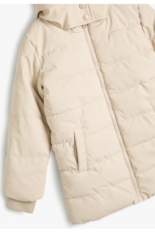 Koton Oversize Şişme Mont Fermuar Kapamalı Manşetleri Lastikli Ekru 4wkg00011aw 4WKG00011AW010 Ekru