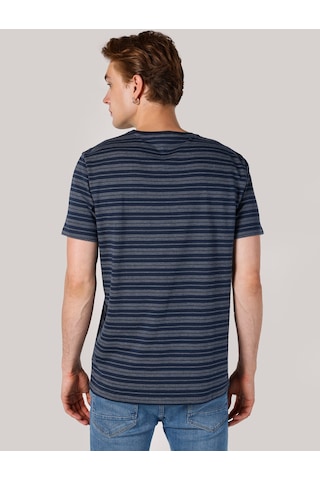 Colins Regular Fit Bisiklet Yaka Çizgili Lacivertvert Erkek Kısa Kol Tişört Cl1062738 Lacivert