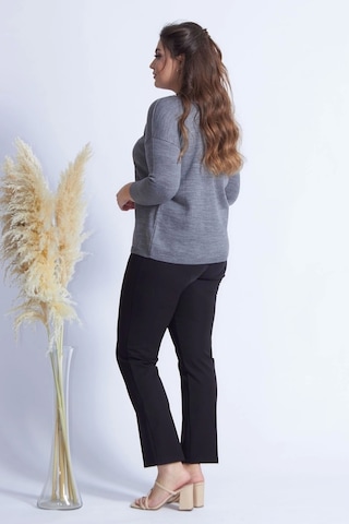 4011 Gri Truvakar Kol Büyük Beden Triko Gri