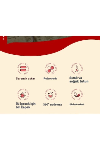 Retro Saman Çift İçecek Seramik Termos Bardak-parşömen